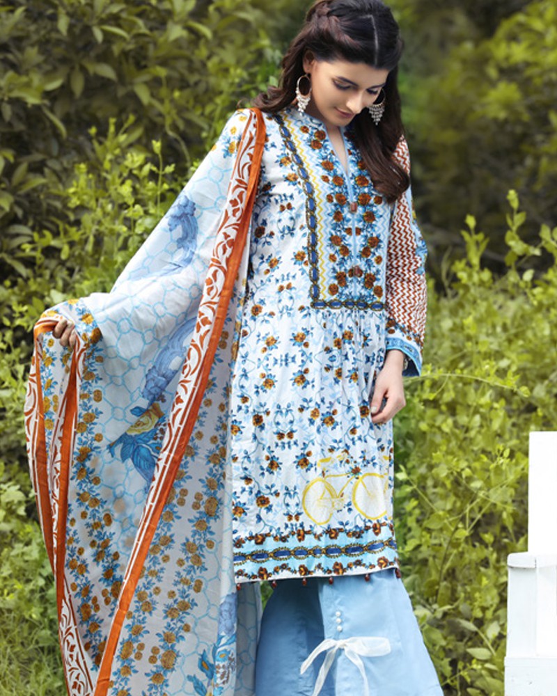 Al-Zohaib Anum Cambric With Lawn Dupatta - 08A