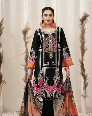 Renee Black Multi Color Embroidered Lawn By Amna Sohail - 01A