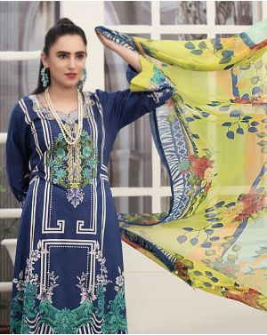 Renee Blue Multi Color Embroidered Lawn By Amna Sohail - 01B