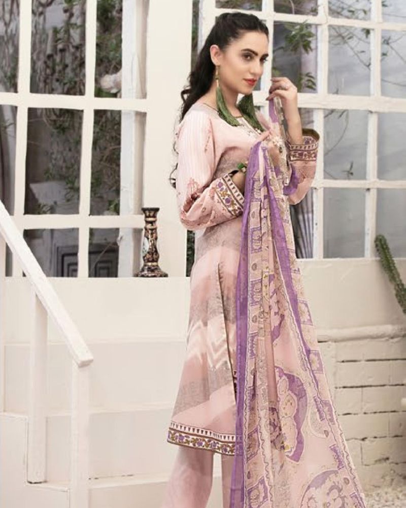 Renee Light Pink Embroidered Lawn By Amna Sohail - 02B