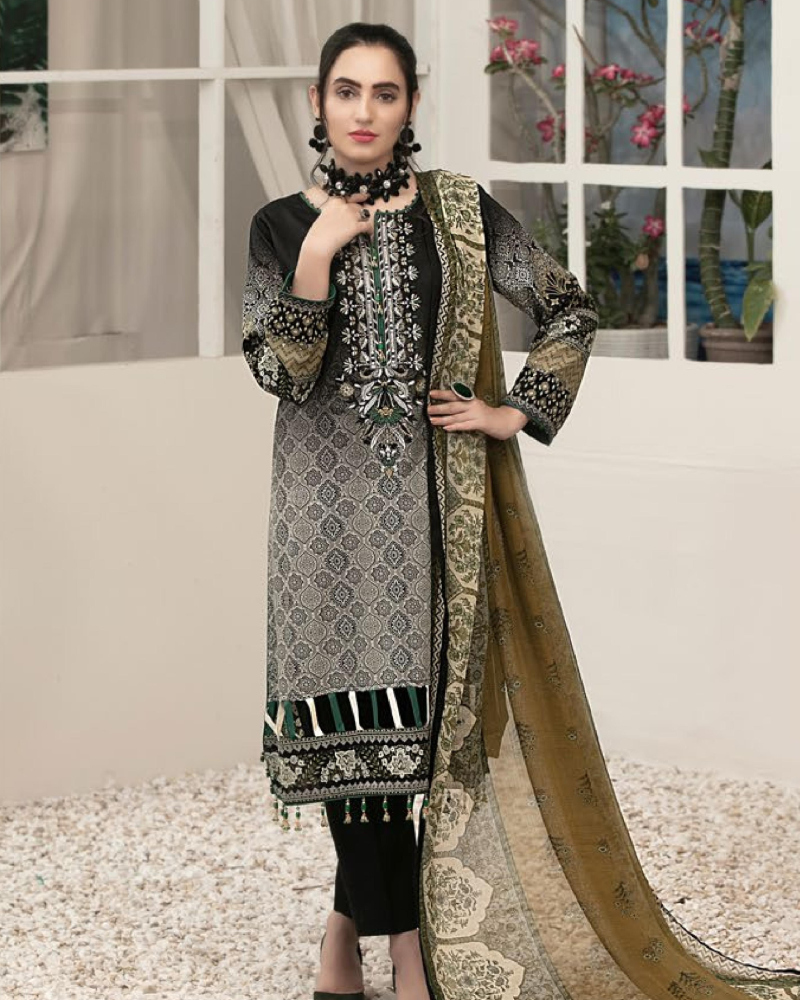 Renee Black Embroidered Lawn By Amna Sohail - 04B