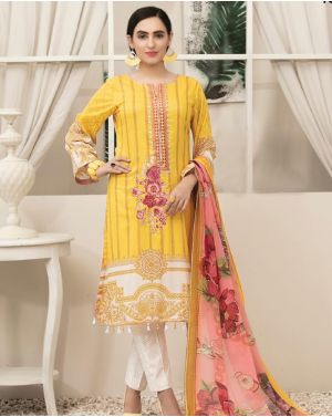 Renee Yellow Embroidered Lawn By Amna Sohail - 06B